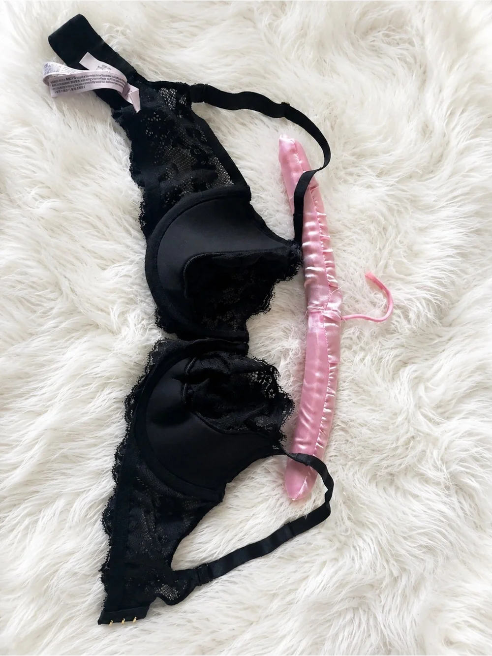 VS Dream Angels Wicked Unlined Lace Balconette Bra Black 34DDD